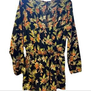 One clothing Romper Size Large Black Floral Summer Festival